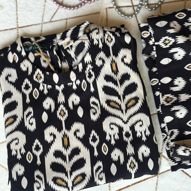 Classic Black Printed Co-ord Sets (Attached Sleeves)