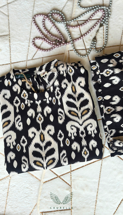 Classic Black Printed Co-ord Sets (Attached Sleeves)