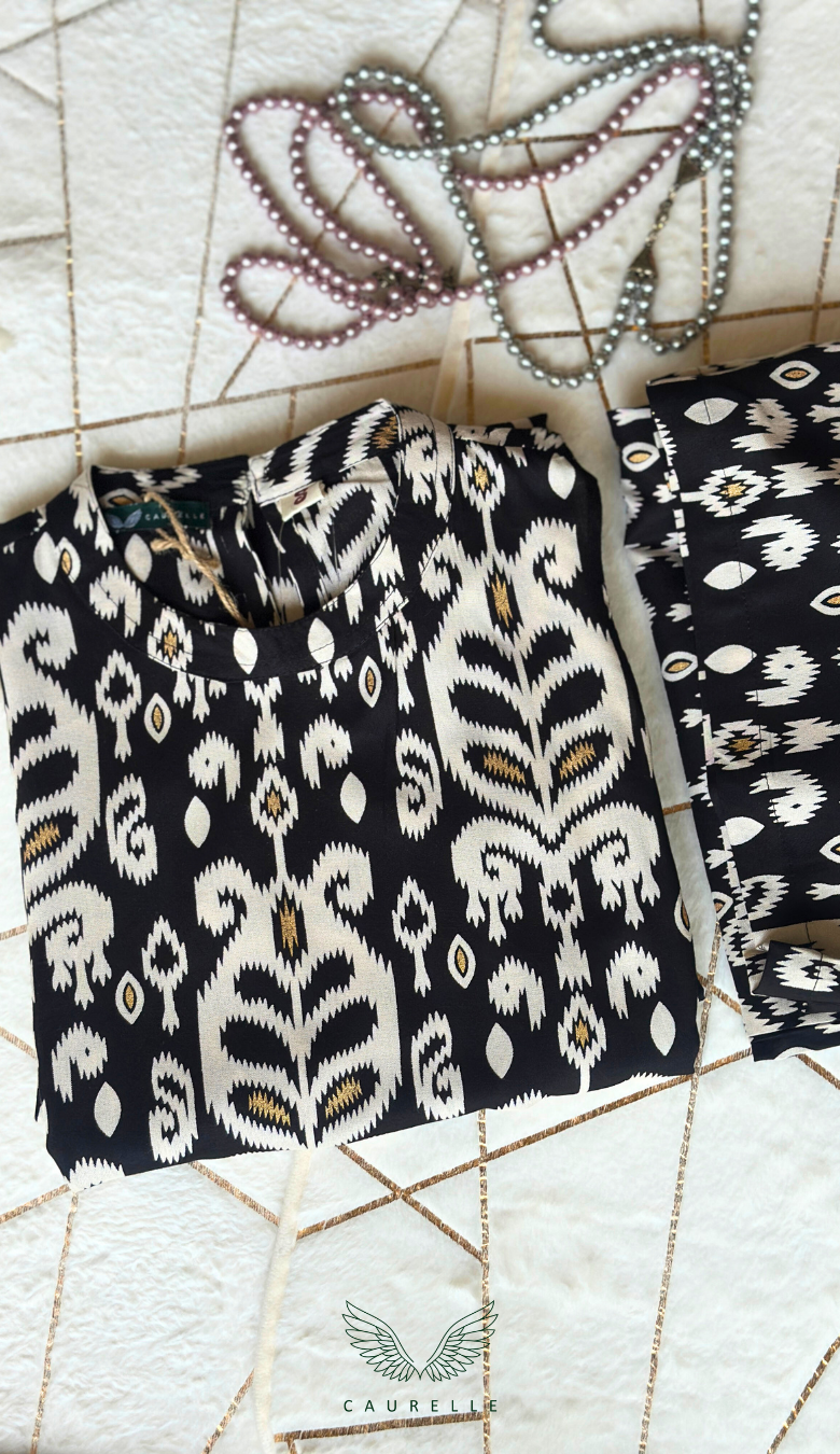 Classic Black Printed Co-ord Sets (Attached Sleeves)
