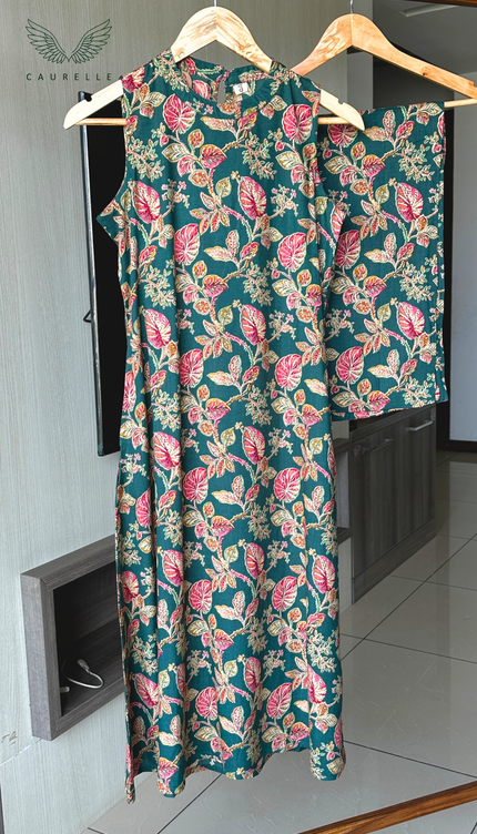 Forest Floral Cotton Co-ord Set (Attached Sleeves)