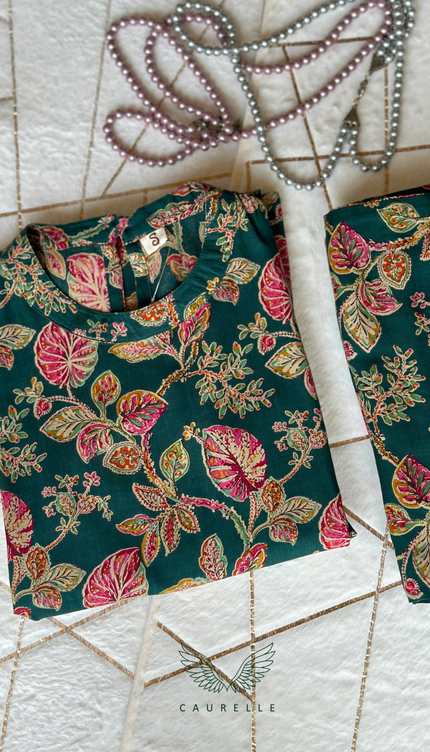Forest Floral Cotton Co-ord Set (Attached Sleeves)