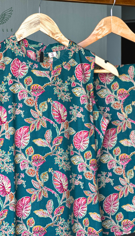 Forest Floral Cotton Co-ord Set (Attached Sleeves)