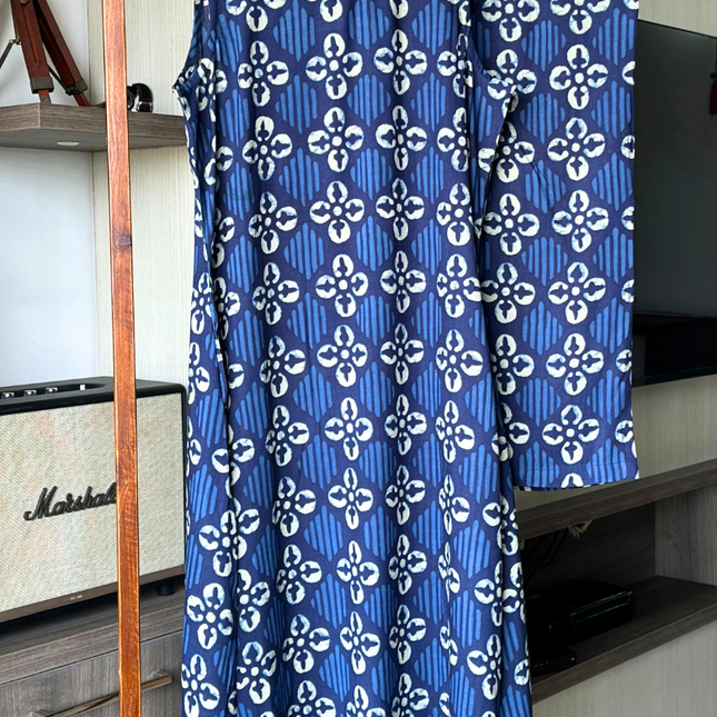 Navy Bloom Cotton Co-ord Set (Attached Sleeves)