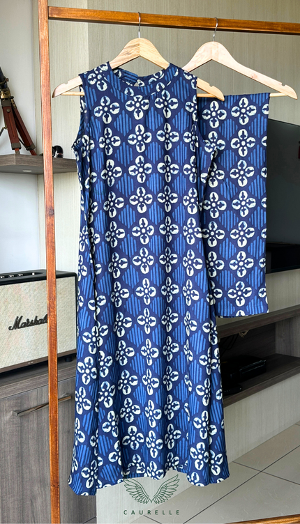 Navy Bloom Cotton Co-ord Set (Attached Sleeves)