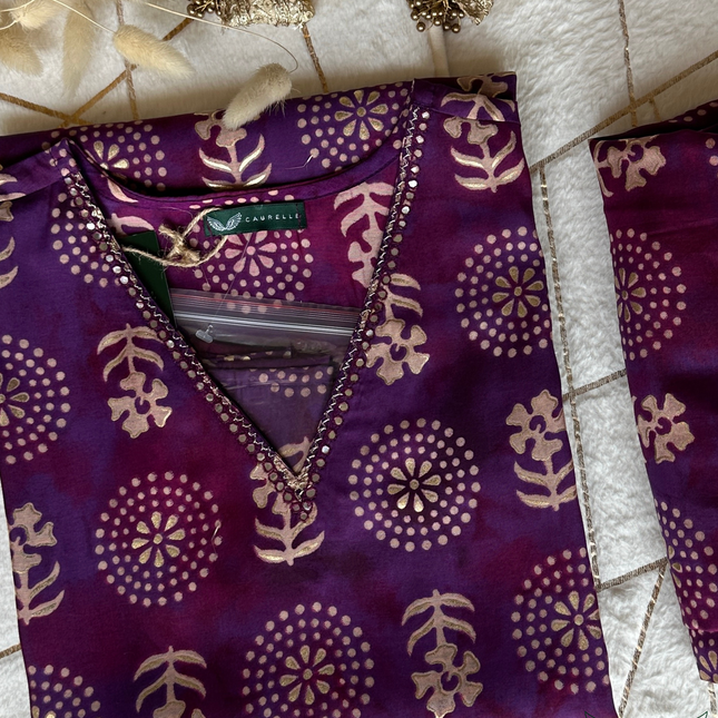 Everyday Purple Block Print Co-ords Set