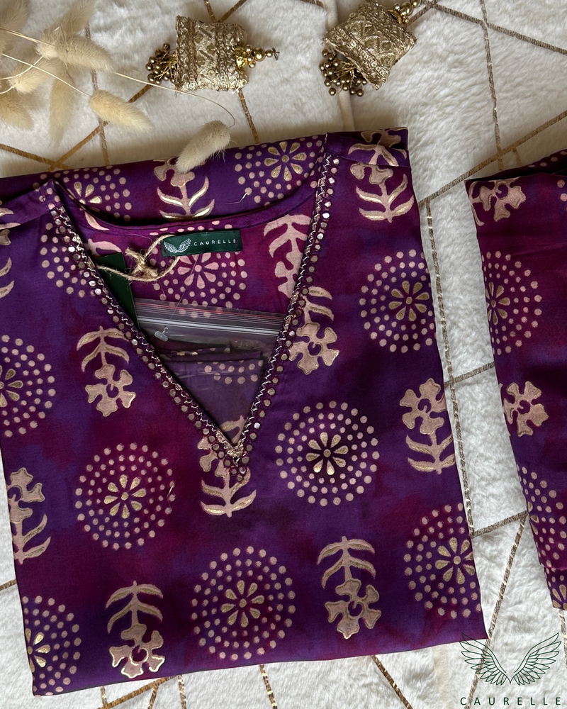 Everyday Purple Block Print Co-ords Set