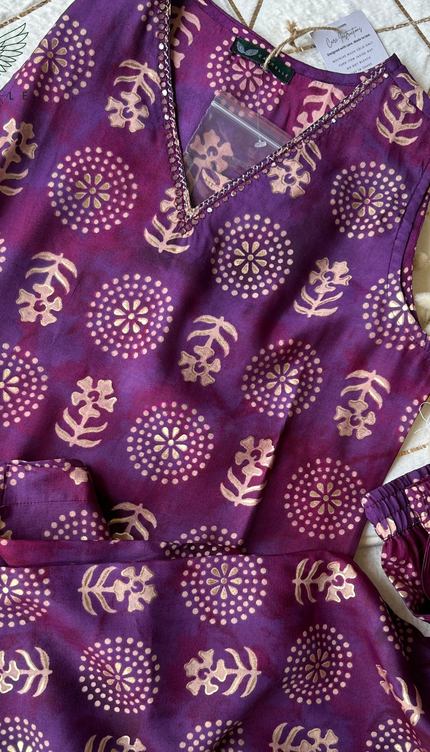 Everyday Purple Block Print Co-ords Set