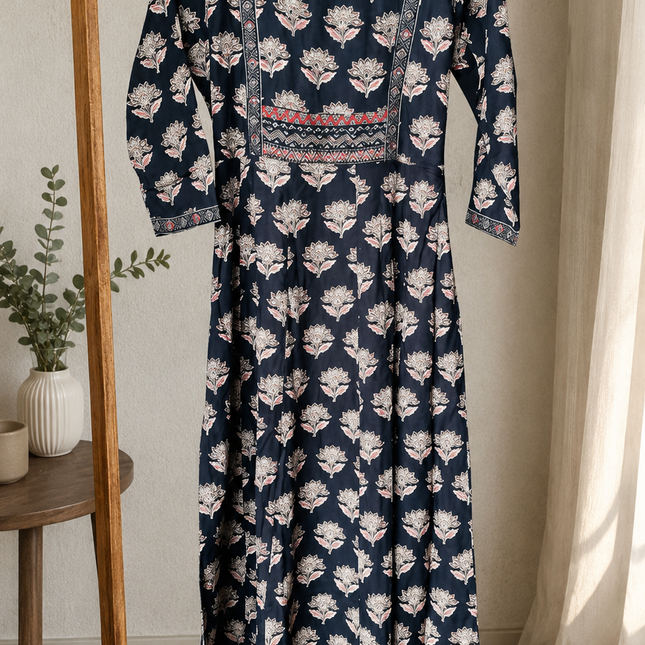 Midnight Flora Anarkali Top