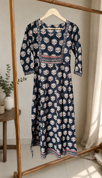 Midnight Flora Anarkali Top