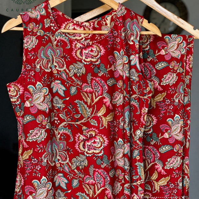 Red Floral Co-ord Set     (Ruby Bloom)