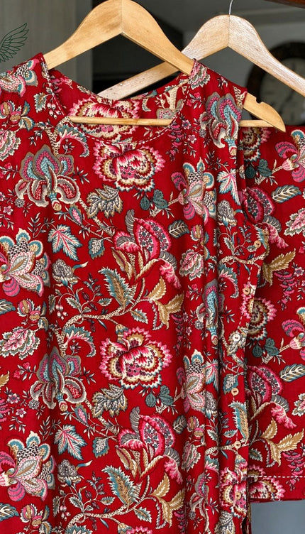 Red Floral Co-ord Set     (Ruby Bloom)