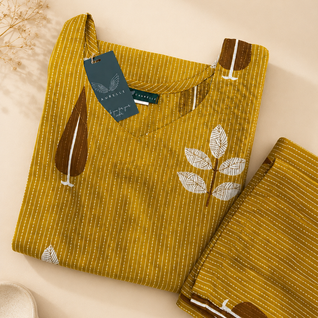 Mustard leaf Cotton Coords Set