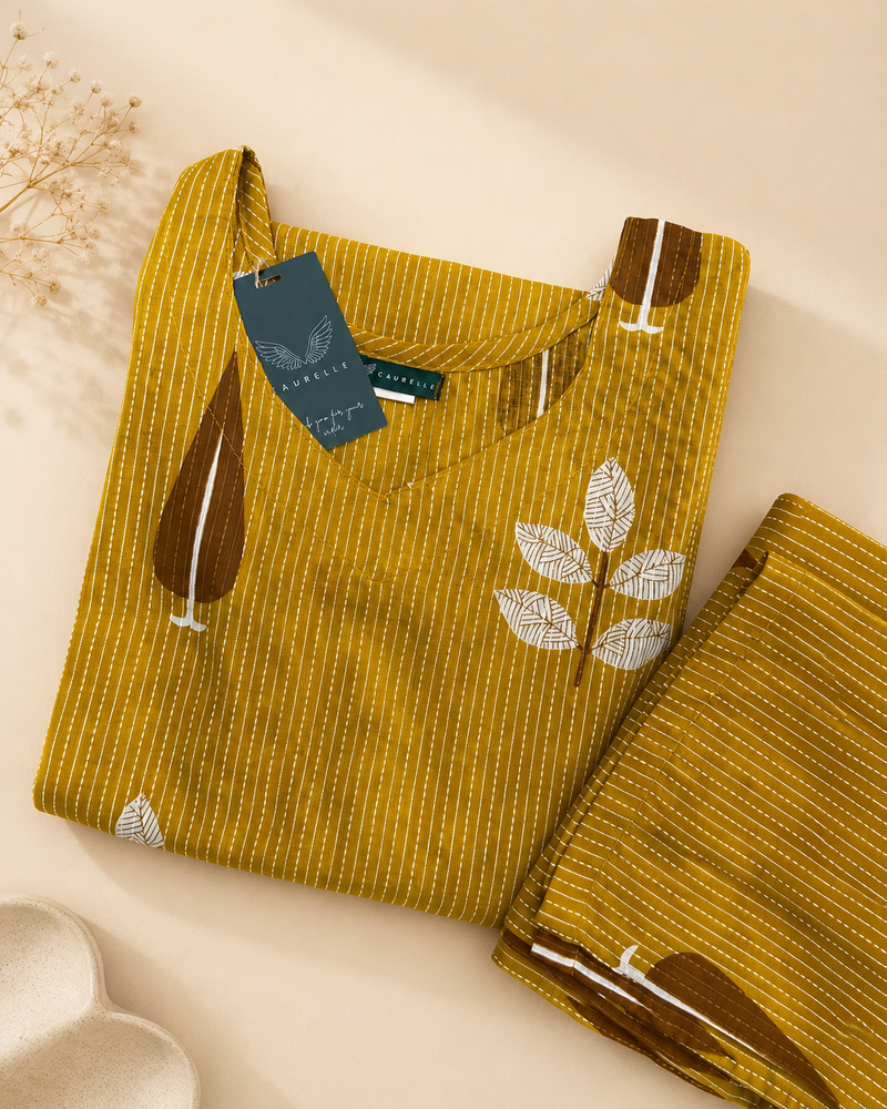 Mustard leaf Cotton Coords Set