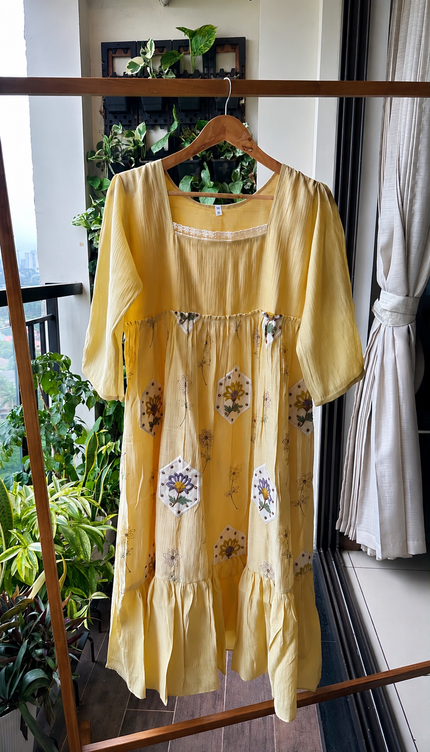 Butter Bloom Mul Chanderi Dress