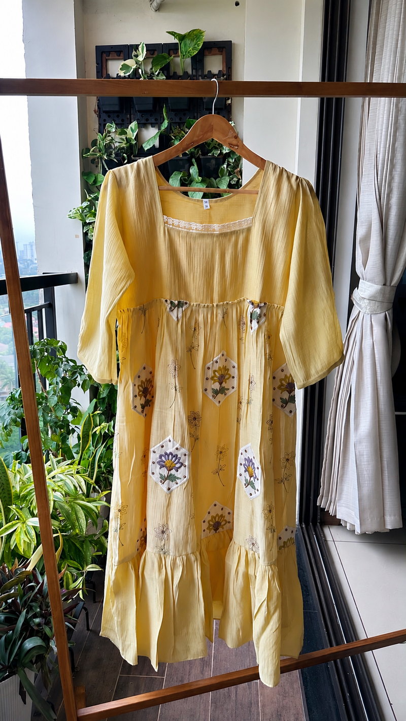 Butter Bloom Mul Chanderi Dress