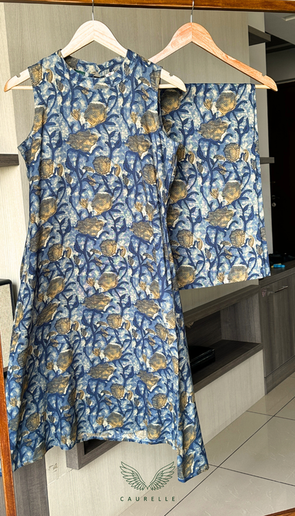 Indigo Vine German Rayon Co-ord Set (Attached Sleeves)