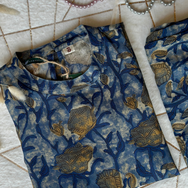 Indigo Vine German Rayon Co-ord Set (Attached Sleeves)