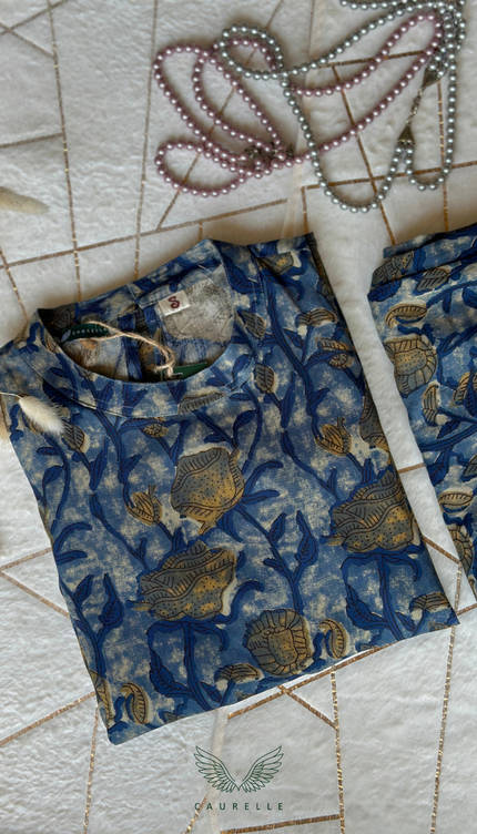 Indigo Vine German Rayon Co-ord Set (Attached Sleeves)