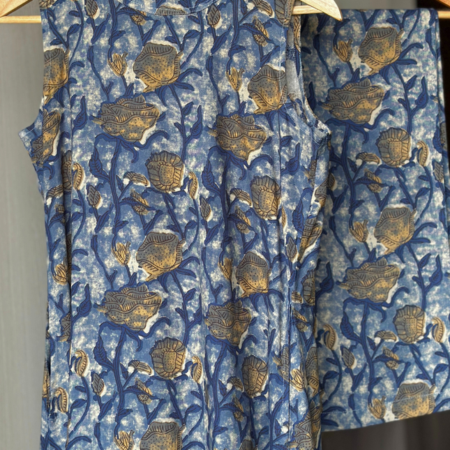 Indigo Vine German Rayon Co-ord Set (Attached Sleeves)
