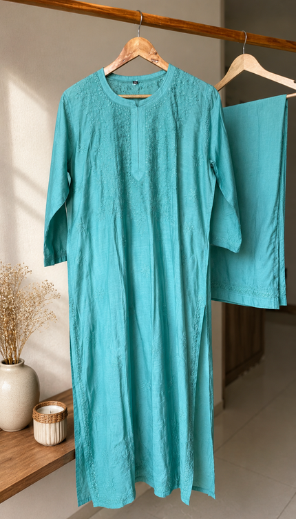 Aqua Chikankari Coord Set