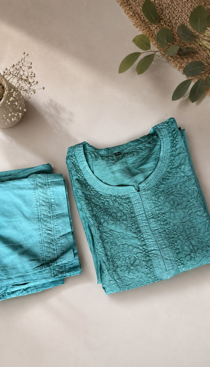 Aqua Chikankari Coord Set