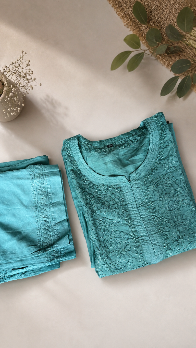 Aqua Chikankari Coord Set