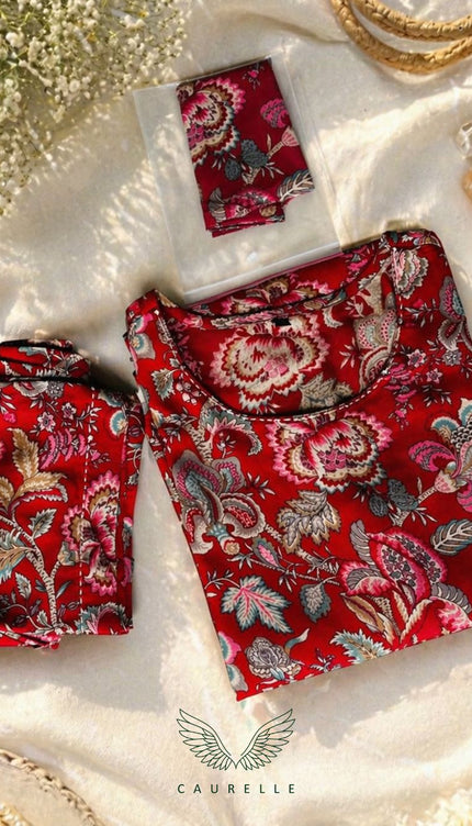 Red Floral Co-ord Set     (Ruby Bloom)