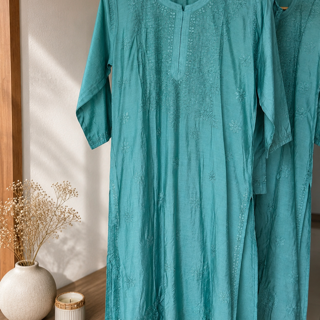 Aqua Chikankari Coord Set