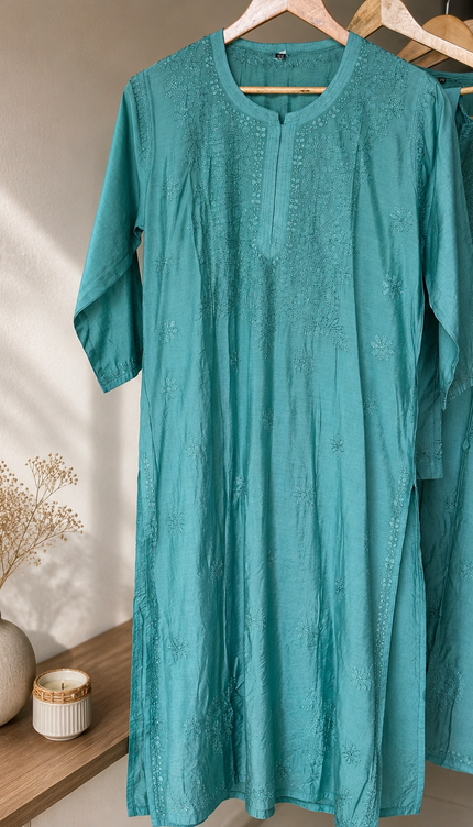Aqua Chikankari Coord Set
