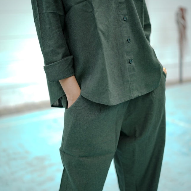 Silent Loom Deep Pine Linen Co-Ord