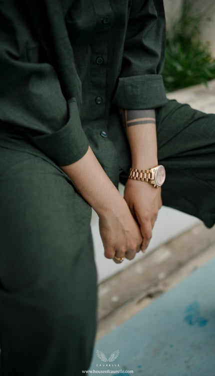 Silent Loom Deep Pine Linen Co-Ord