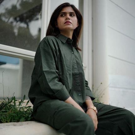 Silent Loom Deep Pine Linen Co-Ord