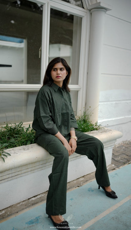 Silent Loom Deep Pine Linen Co-Ord