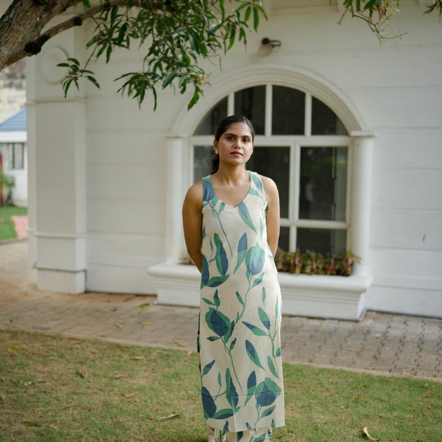 Sage Leaf Sleeveless Kurta