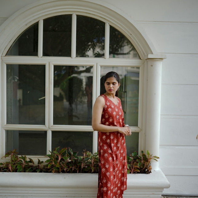 Classic Rust Straight Kurta Set