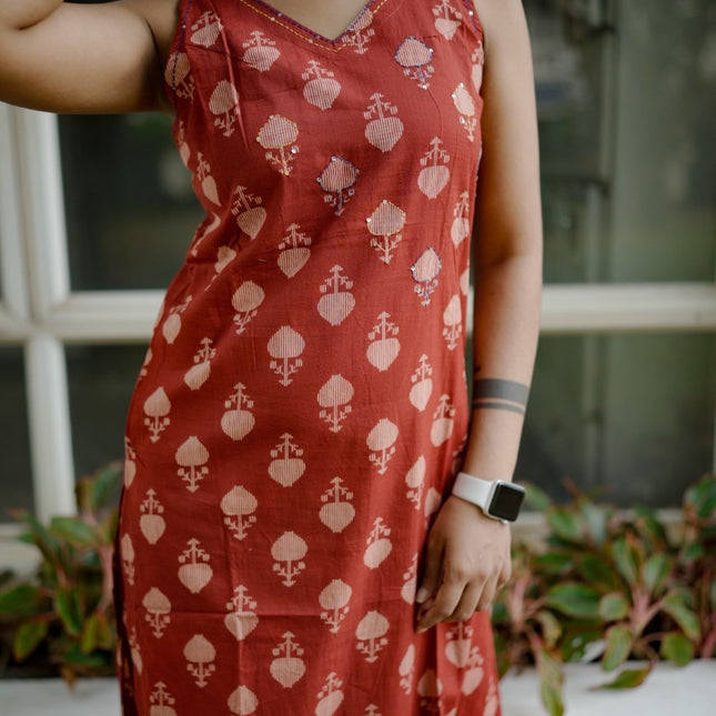 Classic Rust Straight Kurta Set