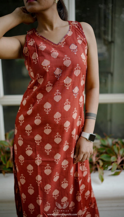 Classic Rust Straight Kurta Set