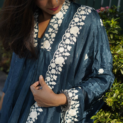 Deep Teal Embroidered Kurta Set