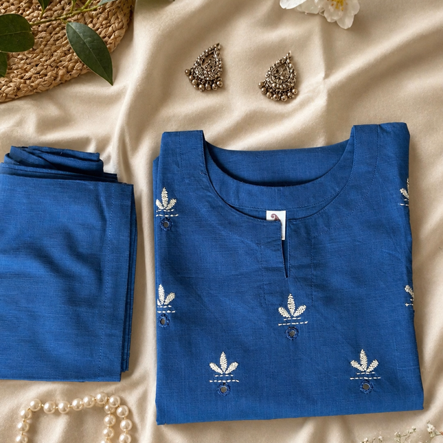 Muted Blue Embroidered Co-ord Set