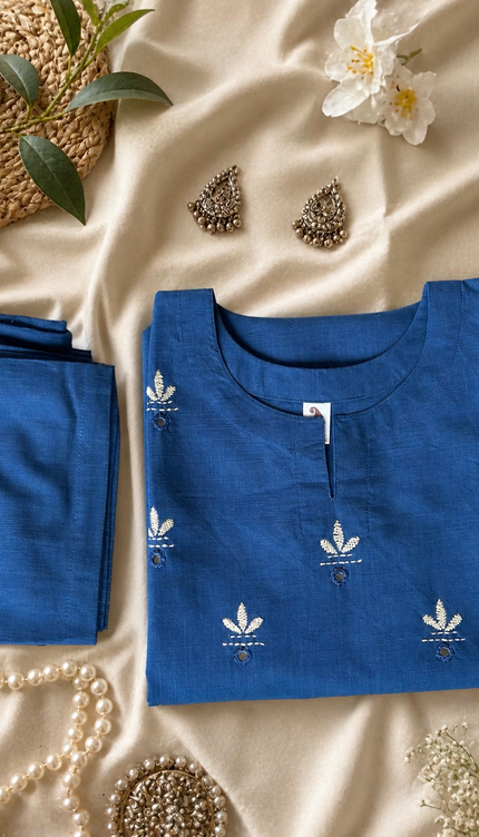 Muted Blue Embroidered Co-ord Set
