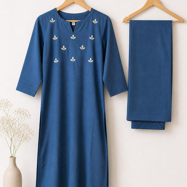 Muted Blue Embroidered Co-ord Set