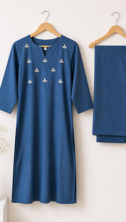 Muted Blue Embroidered Co-ord Set