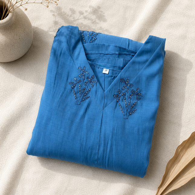 Petal Whisper Mul Chanderi Dress