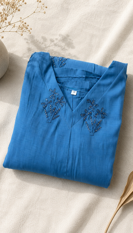 Petal Whisper Mul Chanderi Dress
