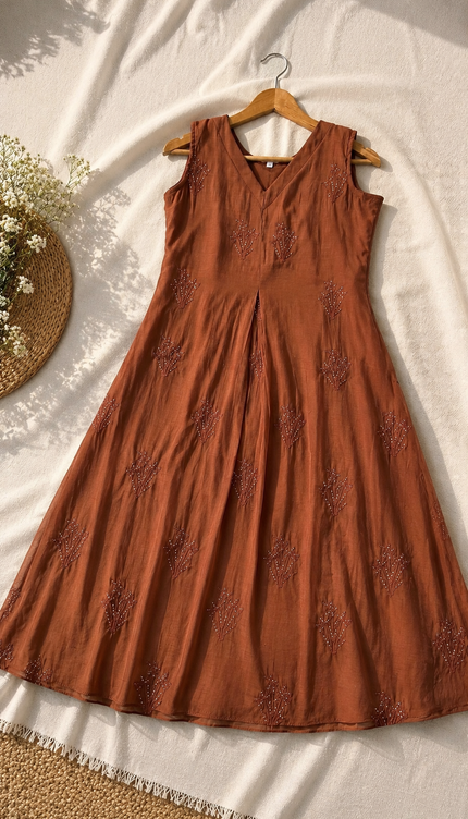 Petal Whisper Mul Chanderi Dress