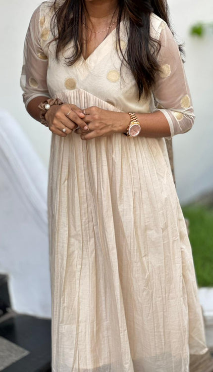 Soft Beige Polka Festive Dress
