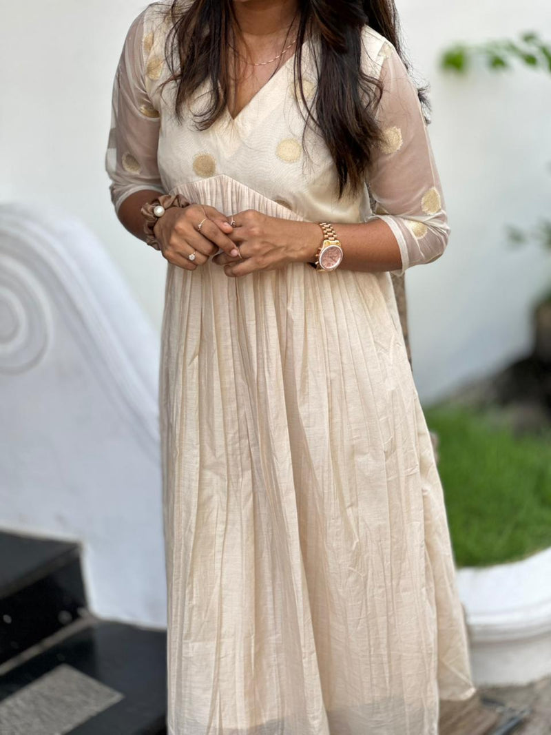 Soft Beige Polka Festive Dress